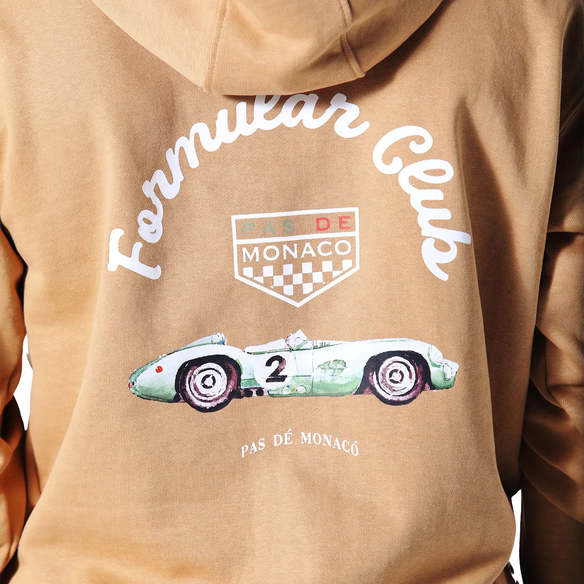 Detailed Back View of Pas De Monaco Formular Club Tan Hoodie PKK22S008-O11
